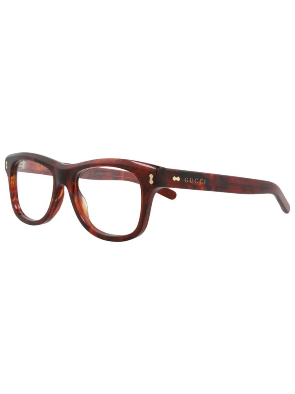 New Gucci Women's Eyeglasses Square Rectangle Recycled Acetate Frame Mens Havana